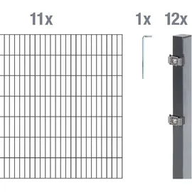 GAH Alberts Alberts Doppelstabmatten-Grundset 22 m 200 x 140 cm 6/5/6 anthrazit