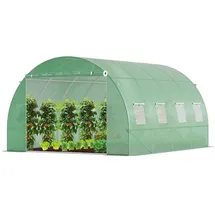 VOUNOT VOUNOT® Gewächshaus Foliengewächshaus Winterfest Tomatenhaus Folientunnel, 4x3x2m 12m2 Grün