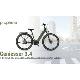 Prophete E-Bike Geniesser 3.4 3 Gang, Shimano, Mittelmotor City 28", Zoll Wave RH48 grün