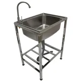MONSTER SHOP Edelstahl-metall-camping-spüle mit Wasserhahn und Abflussrohr Outdoor-waschbecken freistehend tragbar