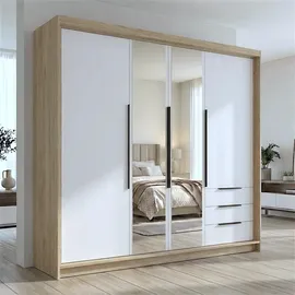 A&J MöbelLand Drehtürenschrank VIVO 200 x 215 x 59,5 cm Braun/Weiß