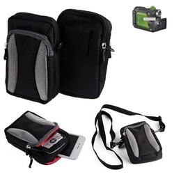 K-S-Trade Kameratasche für Olympus Stylus TG-Tracker, Fototasche Gürtel-Tasche Holster Umhänge Tasche Kameratasche grau|schwarz