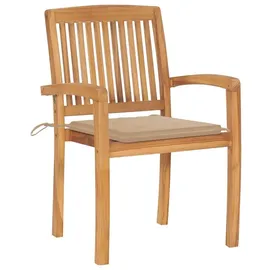 vidaXL Stapelbare Gartenstühle mit Kissen 95,5 x 59 x 26 cm beige 6 St.