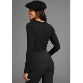 LAURA SCOTT Langarmbody Langarm, figurbetont, Rundhalsausschnitt - NEUE FARBEN schwarz