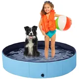 Jsdoin Klappbarer Hundepool 120x30cm, Tragbare PVC Planschbecken, Badewanne für Große Hunde, Schwimmbecken mit Rutschfestem Boden, für Hund und Katze