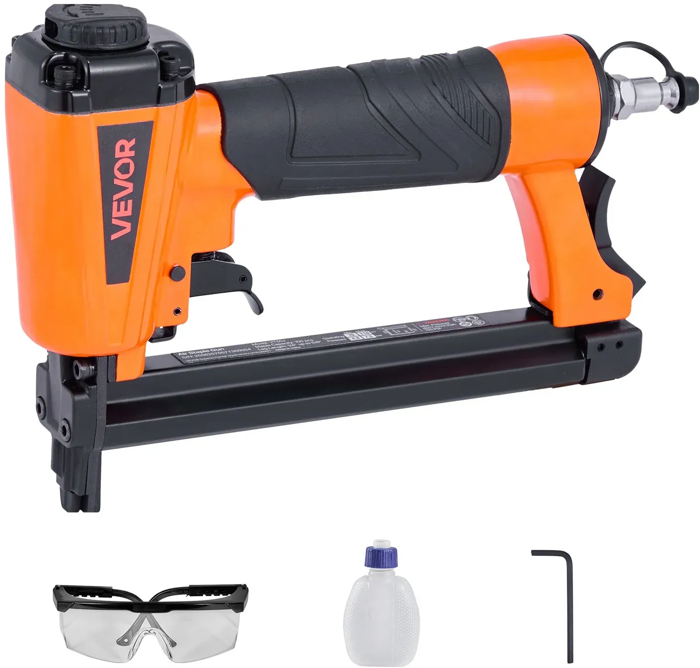 VEVOR Druckluftnagler, T50 Druckluft Tacker für 10,8 mm Krone, 4 -16 mm lange Klammern, 70 - 110 PSI Klammergerät für Holzbearbeitung, Polsterung, Stoff, Handwerk, DIY-Projekte