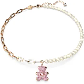 Swarovski Kette mit Anhänger TEDDY rosa / Kristall, Messing