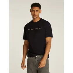 T-Shirt »TJM REG GOLD LINEAR LOGO TEE EXT«, Gr. XL, Black, , 14351864-XL