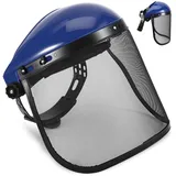 Forsthelm, Kettensägen Sicherheitshelm mit Netzvisier, Forstschutzhelm Helmset Bequeme Belüftung Gesichtsmaske, Forsthelm für Herren gesichtsschutz Hut Schutz Augenschutz Gesichtsschutzmaske (Blau)