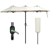 VOUNOT Doppelsonnenschirm 150 x 300 cm Beige