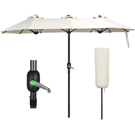 VOUNOT Doppelsonnenschirm 150 x 300 cm Beige