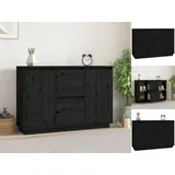 vidaXL Sideboard Schwarz 111x34x75 cm Massivholz Kiefer