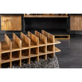 Riess-Ambiente Massiver Barschrank SCORPION 141cm schwarz Mangoholz mit 3D Schnitzereien