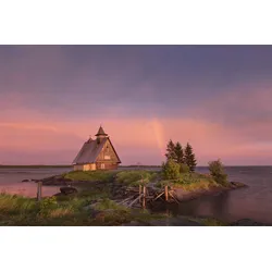 Fototapete PAPERMOON "Insel mit Haus", bunt, B:5,00m L:2,80m, Vlies, Tapeten