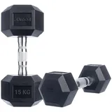 POWRX Pro Hexagon Hantel 2er Set 4-60kg - Gummierte Kurzhanteln Dumbbells mit verchromten Griff - Dumbbell - Hex Kurzhantelset rutschsicher inkl. Workout