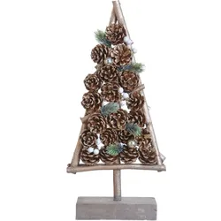WDMT Weihnachtsbaum auf Holzständer | 22 x 8 x 50 cm | Nachhaltige Weihnachtsdekoration | Weihnachtsschmuck zu Fuß | Braun