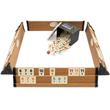 spar-home® Rummy Premium Holz Okey Set mit Melamin Steine Brettspiele für Erwachsene Gesellschaftsspiele Original Türkisch Rummikub Holz Spiel Familienspiele (Hellbraun)