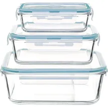 5five simply smart Lunch-Boxen 3er-Set in transparent - 3 große quadratische aufbewahrungsdosen clipeat glas