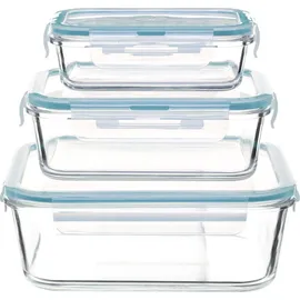 5five simply smart Lunch-Boxen 3er-Set in transparent - 3 große quadratische aufbewahrungsdosen clipeat glas