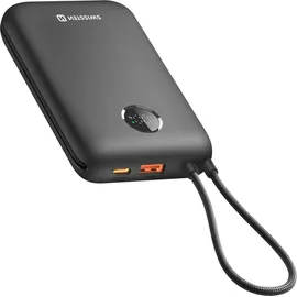 Swissten Swissten, Externer Akku 20000mAh Integrierte USB-C Lightning-Kabel LED-Anzeige, Schwarz