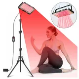 Jibenhome Infrarotlampe Rotlichtlampe mit Ständer,96 LEDs Infrarotlampe,660Nm & 850Nm, Infrarotlicht für Gesicht, Hals, Rücken und Haustiere,Rotlicht