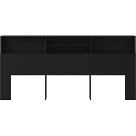 vidaXL Kopfteil mit Ablagen Schwarz 220x19x103,5 cm