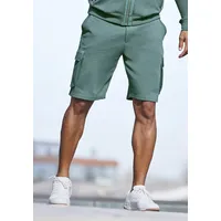AUTHENTIC LE JOGGER "kurze Sweathose", Herren, Gr. L (52/54), N-Gr, grün, Sweatware, Obermaterial: 60% Baumwolle, 40% Polyester, unifarben, regular fit ca. Mitte Knie, Hosen Sweatshorts, Cargotaschen mit Webdetails