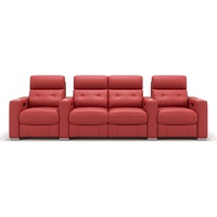 Leder 4-Sitzer Relaxsofa MATERA Heimkino Sofa - rot