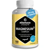 Magnesium Komplex, 350 mg elementares Magnesium in 1 Tablette, 180 hochdosierte vegane Tabletten mit 24h Depot-Effekt, Magnesium-Citrat-Carbonat-Oxid ohne Zusatzstoffe, Made in Germany