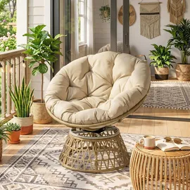 Outsunny Papasansessel Gartensessel 85 x 70 x 82 cm khaki