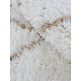 carpetfine Hochflor-Teppich CARPETFINE "Eddy", beige, H:30mm Ø:80cm, Polyester, Teppiche, Fransenteppich, Shaggy Langflor mit Fransen, starke Größenauswahl, Wohnzimmer