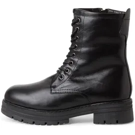 Marco Tozzi Damen Schnürstiefel ohne Absatz aus Leder Winter, Schwarz (Black), 38 EU