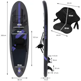 ECD Germany SUP Board Aufblasbar 305 x 82 x 15 cm schwarz