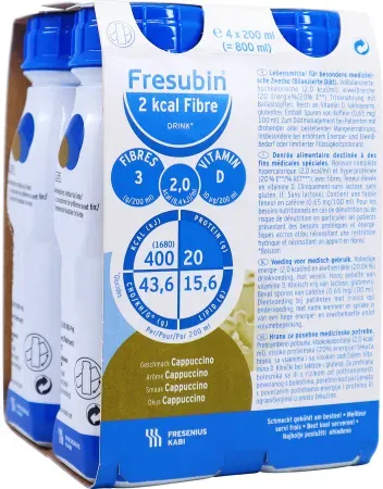 Fresubin 2 Kcal Fibre Drink Cappuccino Trinkflaschen 4x200ml
