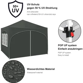 Woltu Faltpavillon 3 x 3 m inkl. 4 Seitenteile Grau