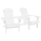 Adirondack-Gartenstühle mit Tisch Massivholz Tanne Weiß