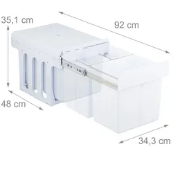 Relaxdays Einbaumülleimer 15 l Weiß