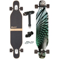 Camber Longboard mit Mach1 Keramik Kugellager in Flex1 Drop Through Cruiser Freeride Skaten Komplettboard mit T-Tool