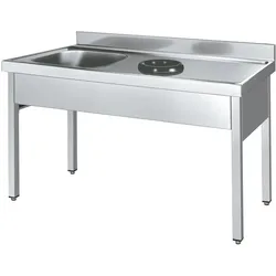 EURAST - Spüle mit rahmen mit ring für die entsorgung und becken - 1800x700x850 mm - 253I8170