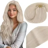 Vivien Blond Tressen Echthaar Extensions 60cm Doppelter Tressen Extensions Echthaar Platinblond Haarverlängerungen Extensions Tressen Echthaar Lang #60A 24 Zoll 100g