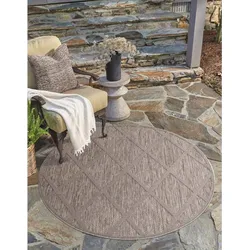 Teppich CARPET CITY "In-& Outdoorteppich Santorini 457, 3D-Effekt, Raute-Look", braun, H:5mm Ø:200cm, Polypropylen, Teppiche, Wetterfest & UV-beständig für Terrasse, Balkon, Küche, Flur