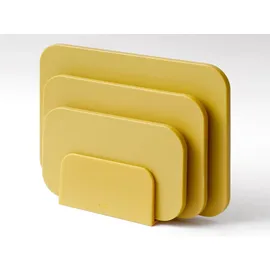 Rosti Choptima Schneidebrett Set mit Halter/Ständer, Küchenbrett, Brotschneidebrett & Servierbrett, 3er-Set, Hygienisch, Spülmaschinenfest, aus Kunststoff, Curry