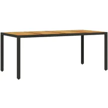 vidaXL Gartentisch mit Akazienholz-Platte Schwarz Poly Rattan