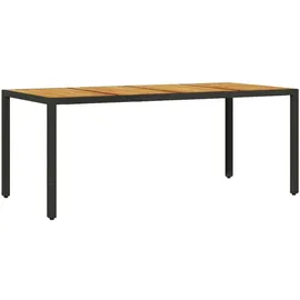vidaXL Gartentisch mit Akazienholz-Platte Schwarz Poly Rattan