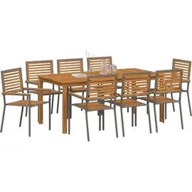 vidaXL Garten Essgruppe 9-tlg. Grau