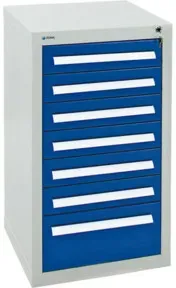 Stumpf Schubladenschrank Serie T-100/35-1, 7 Schubladen enzianblau (6x100, 1x200mm)