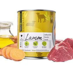 FAVLY Petfood Nassfutter Lamm mit Süßkartoffel, Karotte & Leinöl 24x800 g