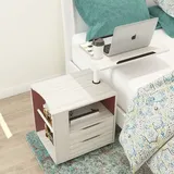 Betttisch Laptoptisch Sofatisch Aus Holzwerkstoffen Hochverstellbar Mit Drehbar Tischplatte Geeignet Für Bett Sofa - Weiß Ahorn - Soges