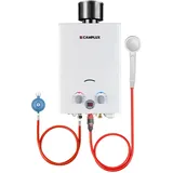 Camplux BW158C-DE Gasdurchlauferhitzer 6 Liter, Tankless LPG Durchlauferhitzer mit Regenabdeckung, 50mbar,12kW, für Camping, Pferdedusche