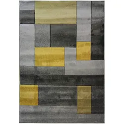 Teppich FLAIR RUGS "Cosmos", gelb (ocker), B:80cm H:12mm L:150cm, Kunstfaser, Teppiche, Patchwork Design, mehrfarbig, mit Hoch-Tief-Effekt